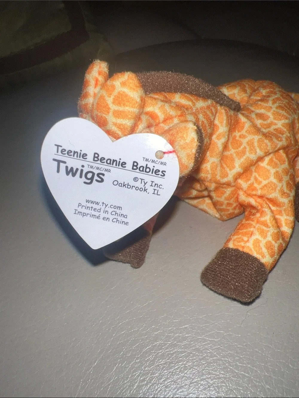 Mini Ty Orange Giraffe Beanie Plush with Brown Hooves